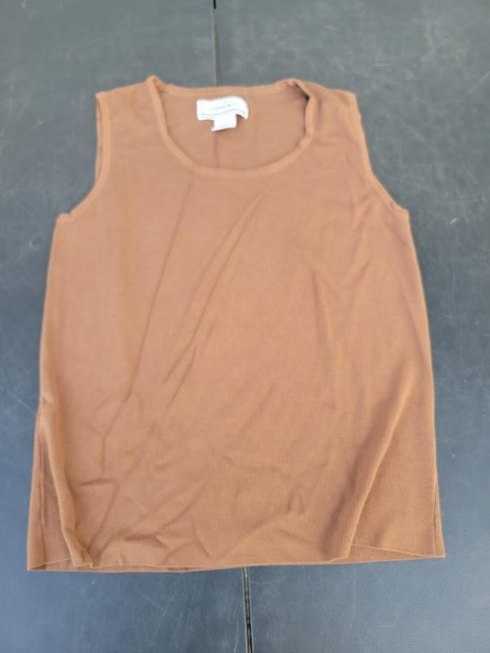 Passports Tank Top Womens Medium Brown Sleeveless Ribbed Knit Pullover Layering